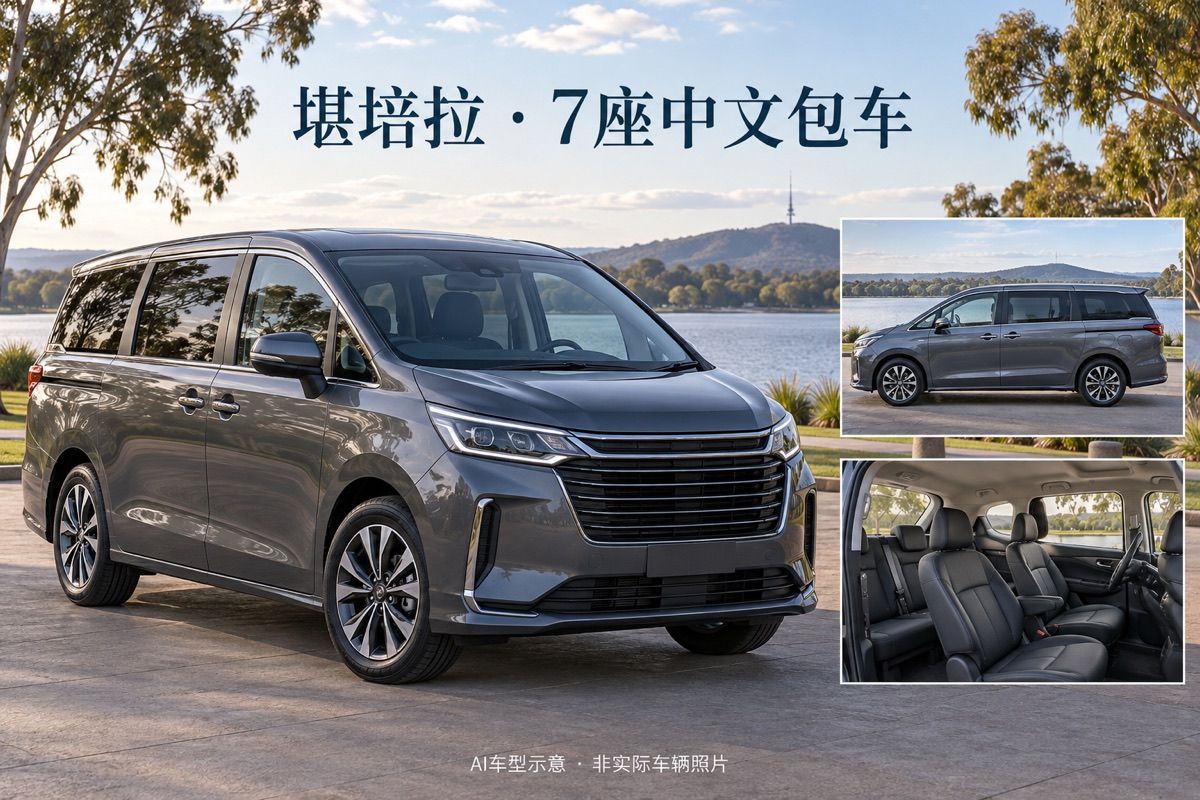 堪培拉7座商務車中文包車｜最多6人｜一日私人用車