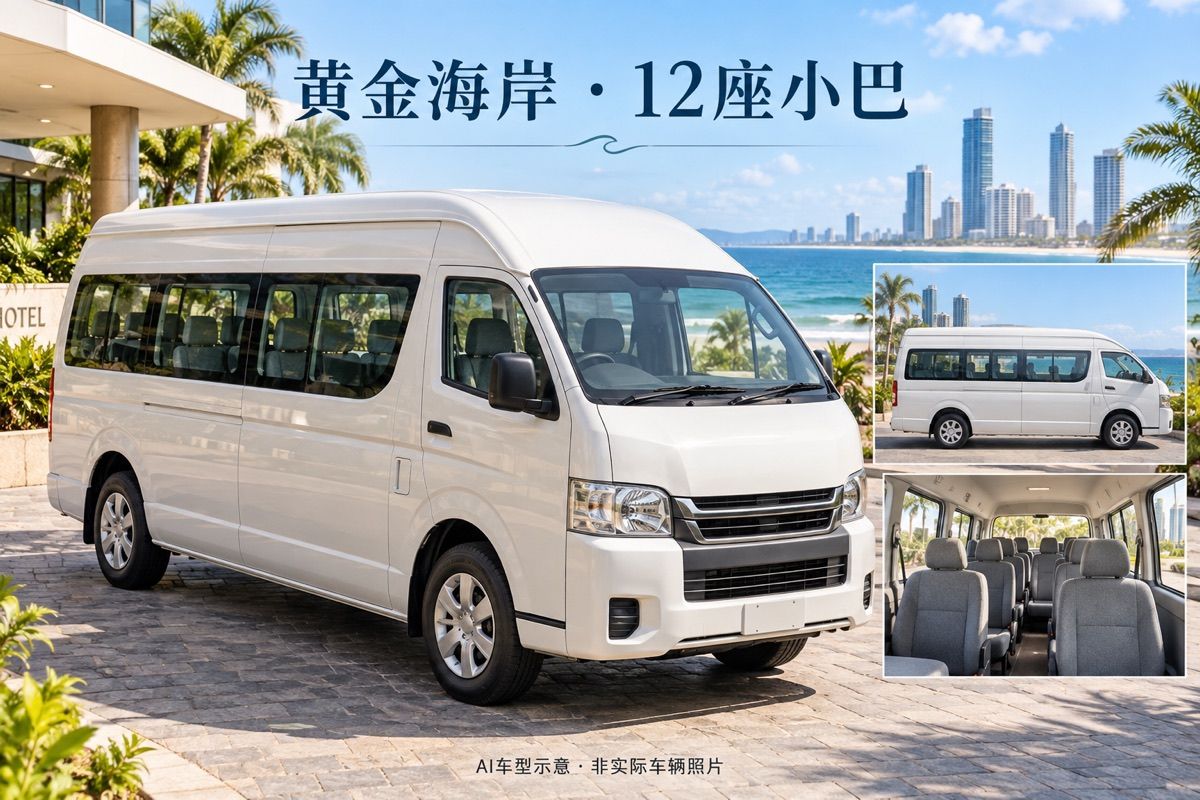 黃金海岸12座小巴中文包車｜最多10人｜10小時私人用車