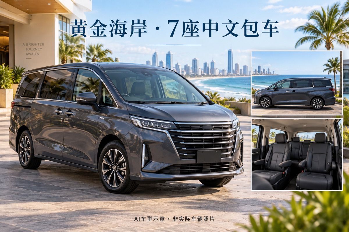 黃金海岸7座中文司機包車｜最多5人｜10小時私人行程