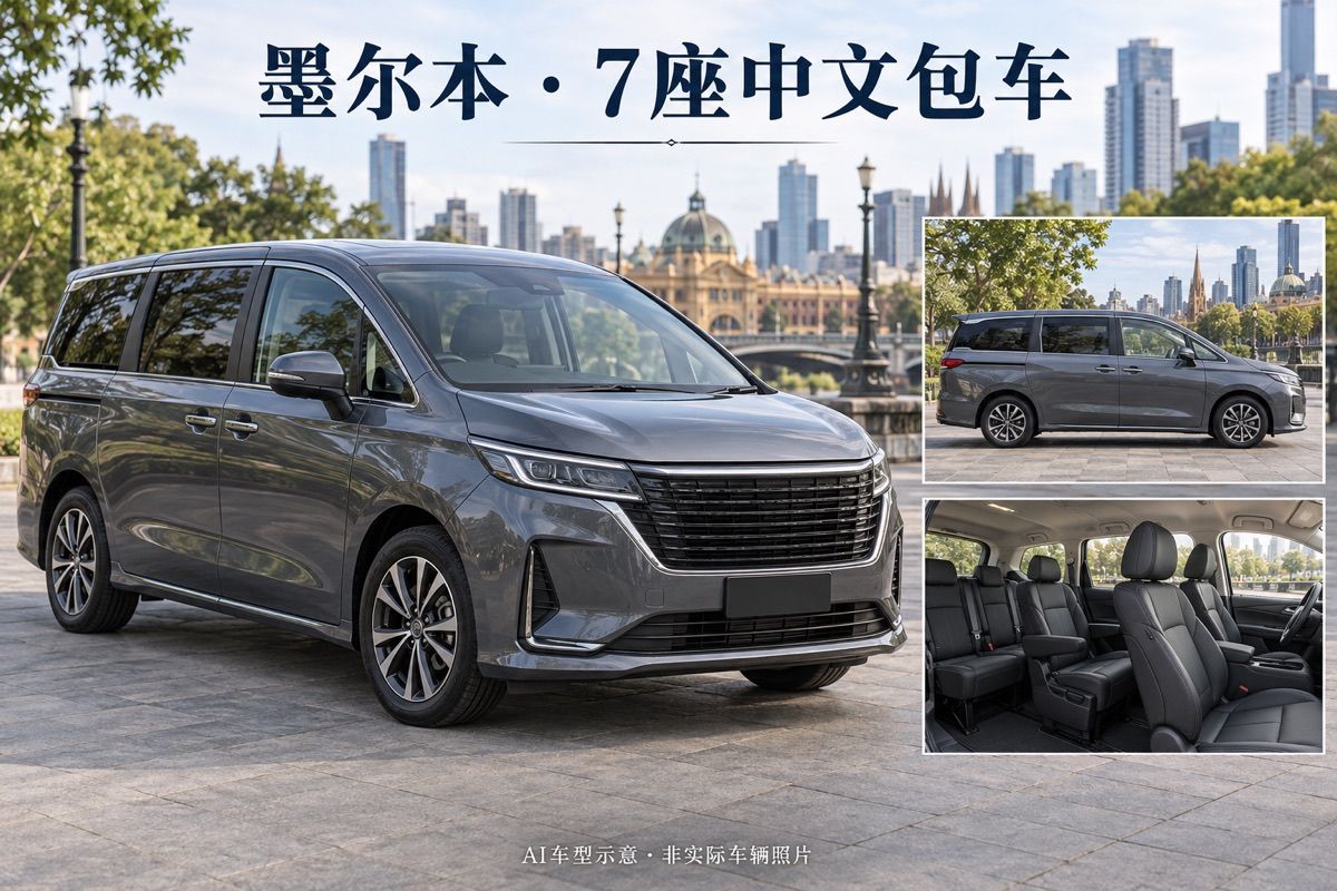 墨爾本7座中文司機包車｜最多6人｜10小時200公里