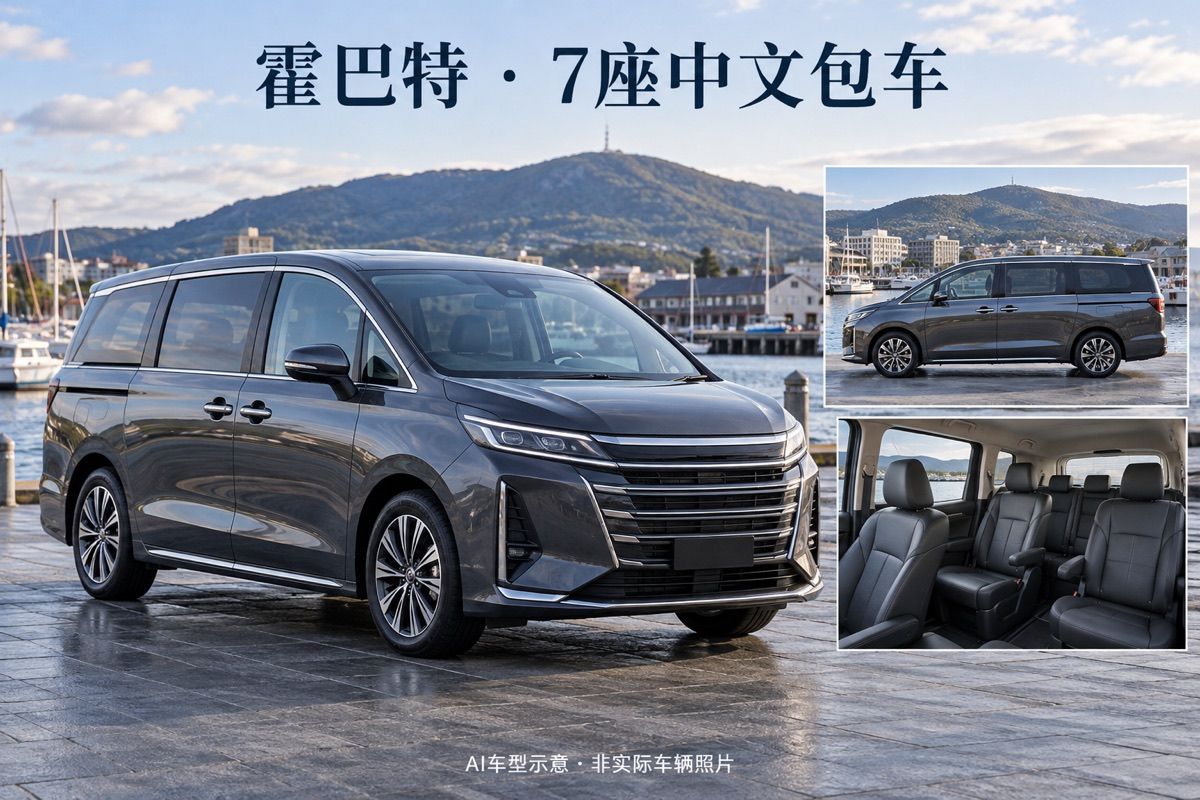 霍巴特7座商務車中文包車｜最多6人｜一日私人用車