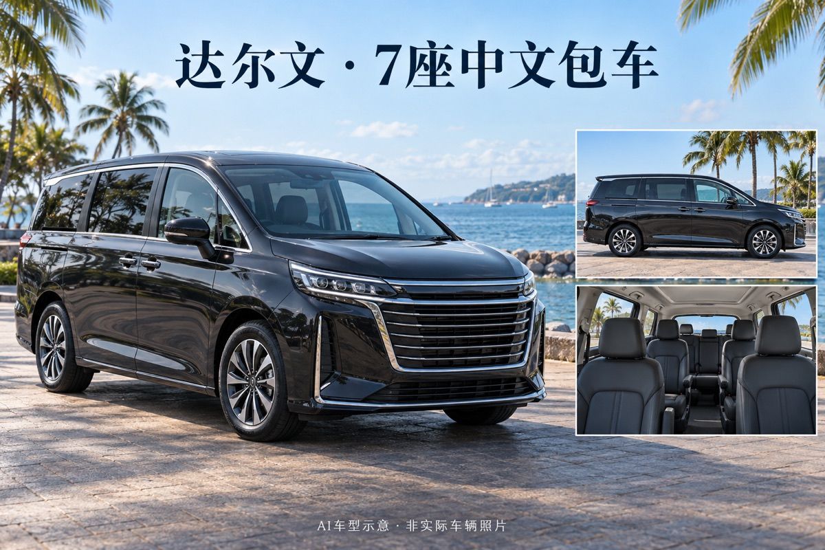 達爾文7座中文司機包車｜最多6人｜10小時私人行程