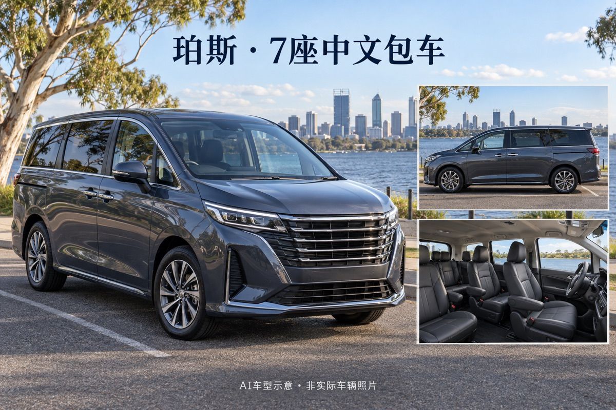 珀斯7座中文司機包車｜最多6人｜10小時私人行程