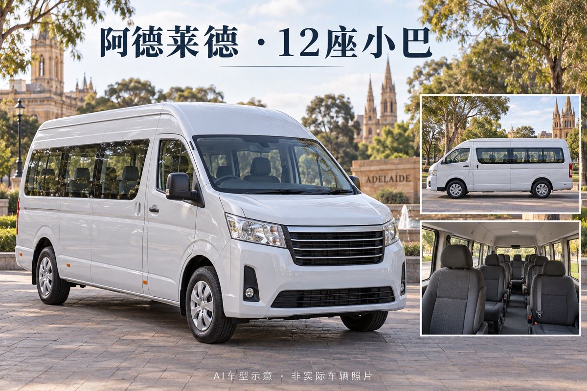 阿德萊德12座小巴中文包車｜最多10人｜一日私人用車