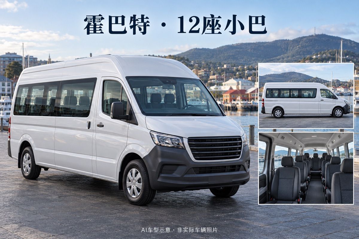 霍巴特12座小巴中文包車｜最多10人｜一日私人用車